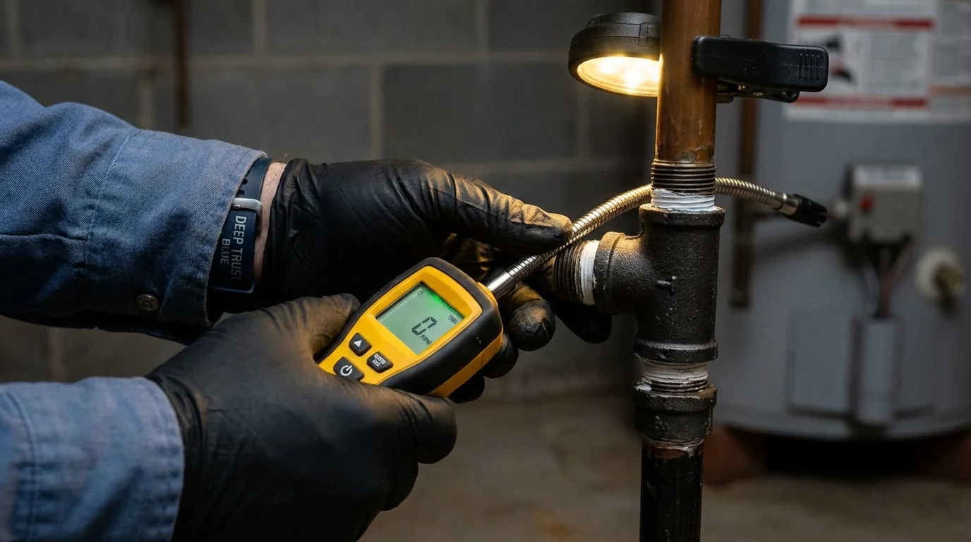 Gas leak detection with electronic sniffer by Johns Plumbing LLC in Putnam