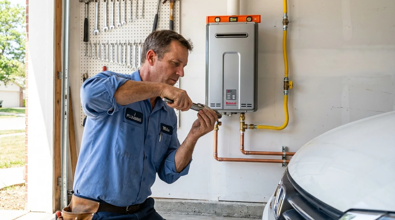 Tankless water heater installation by a Johns Plumbing LLC plumber in Putnam